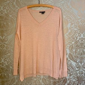 Vince Cashmere + Wool Pink V-Neck Pullover